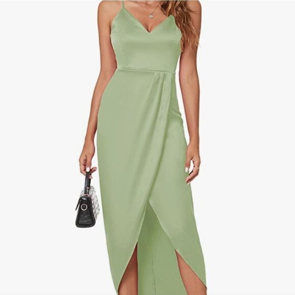 NWT CMZ2005 Women's Sexy V Neck Backless Maxi Dress  Spaghetti Straps SizeM 8-10 - Picture 1 of 11